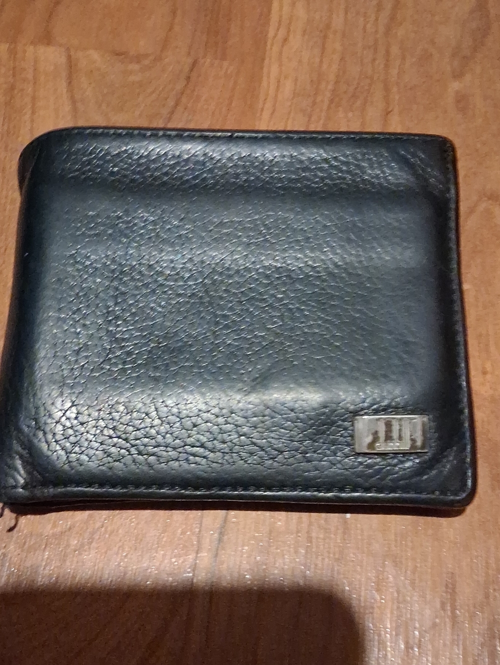Dunhill Black Leather Money Clip Wallet with Metal Accent